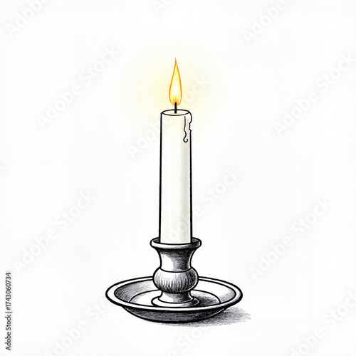 Elegant vintage candle holder glowing in soft light, minimalism