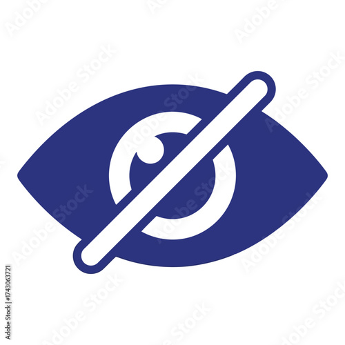 Icon vector art of eye icon with a diagonal line through it, symbolizing no vision or privacy