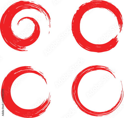Collection of Circular Red Shapes Isolated Vector Design Elements