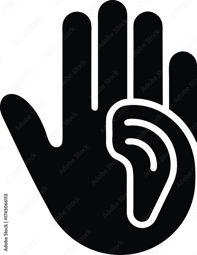 Obraz premium Deaf Sign Vector Icon.