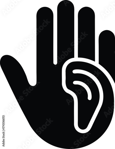 Deaf Sign Vector Icon.