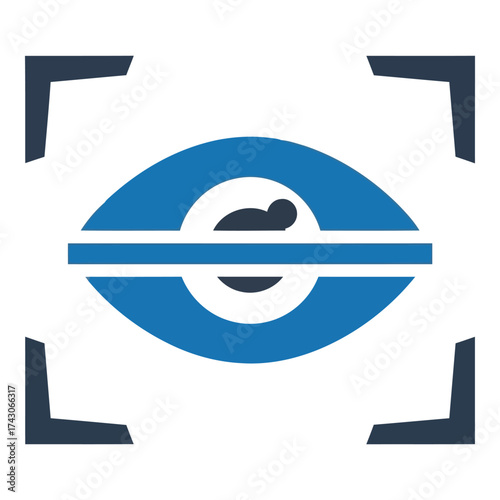 Icon vector art of eye scanning icon with focus square and horizontal line