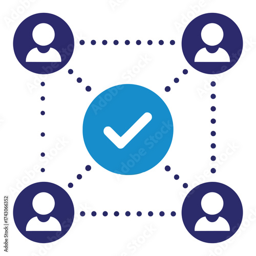 Icon vector art of network connection with checkmark in the center