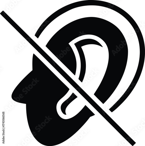 Ear With Slash Vector Icon.