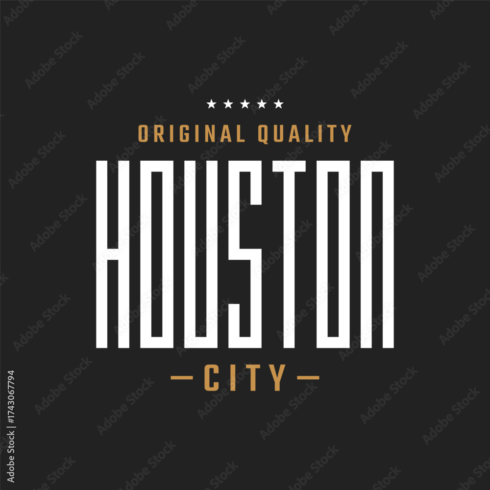 Obraz premium Houston City Typography Design on Black Background