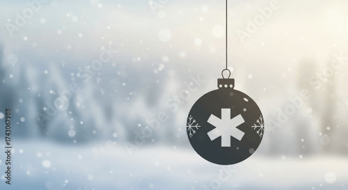 An abstract flat design illustration featuring a medical cross beautifully integrated with a Christmas ornament, symbolizing health, care, and festive goodwill. 