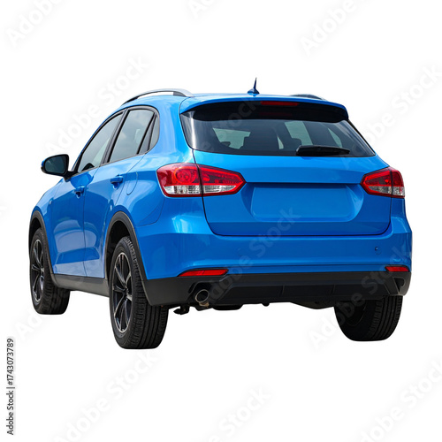 blue car back view isolated