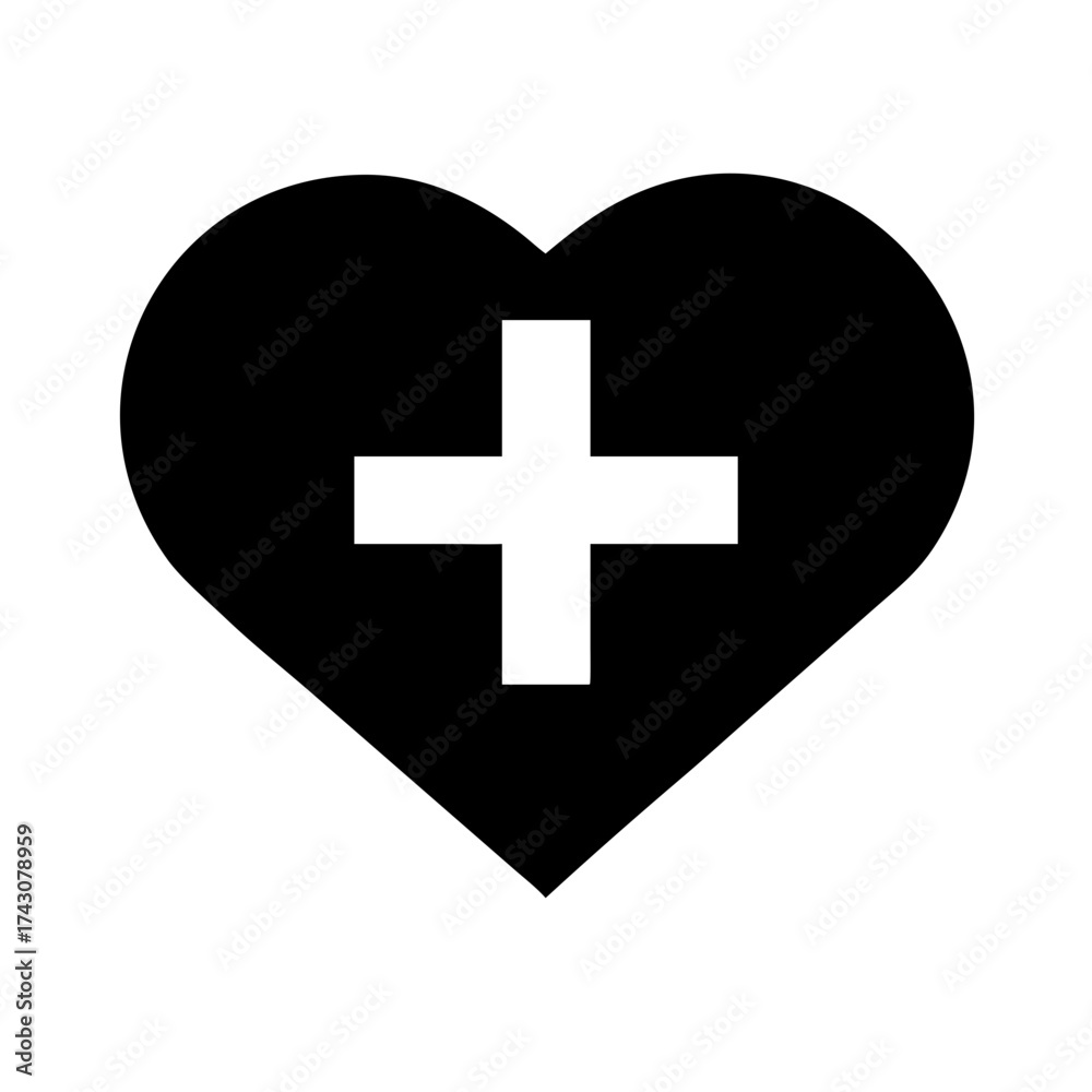 Obraz premium Vector art of heart with cross symbol