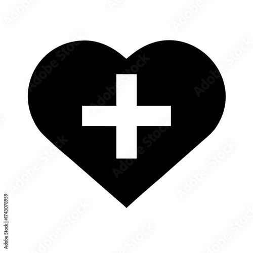 Vector art of heart with cross symbol