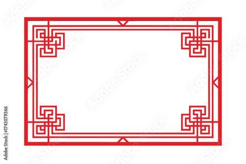 Traditional Red Rectangular Border Design with Thin Lines