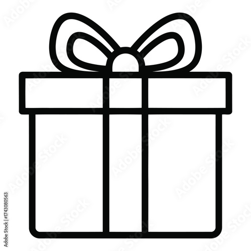 Icon vector art of simple line art icon of a gift box with a bow