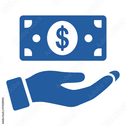 Icon vector art of hand holding a dollar bill, symbolizing financial assistance or payment