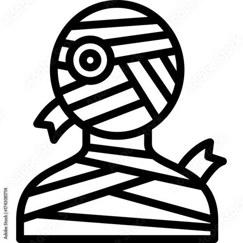 mummy icon illustration design with outline