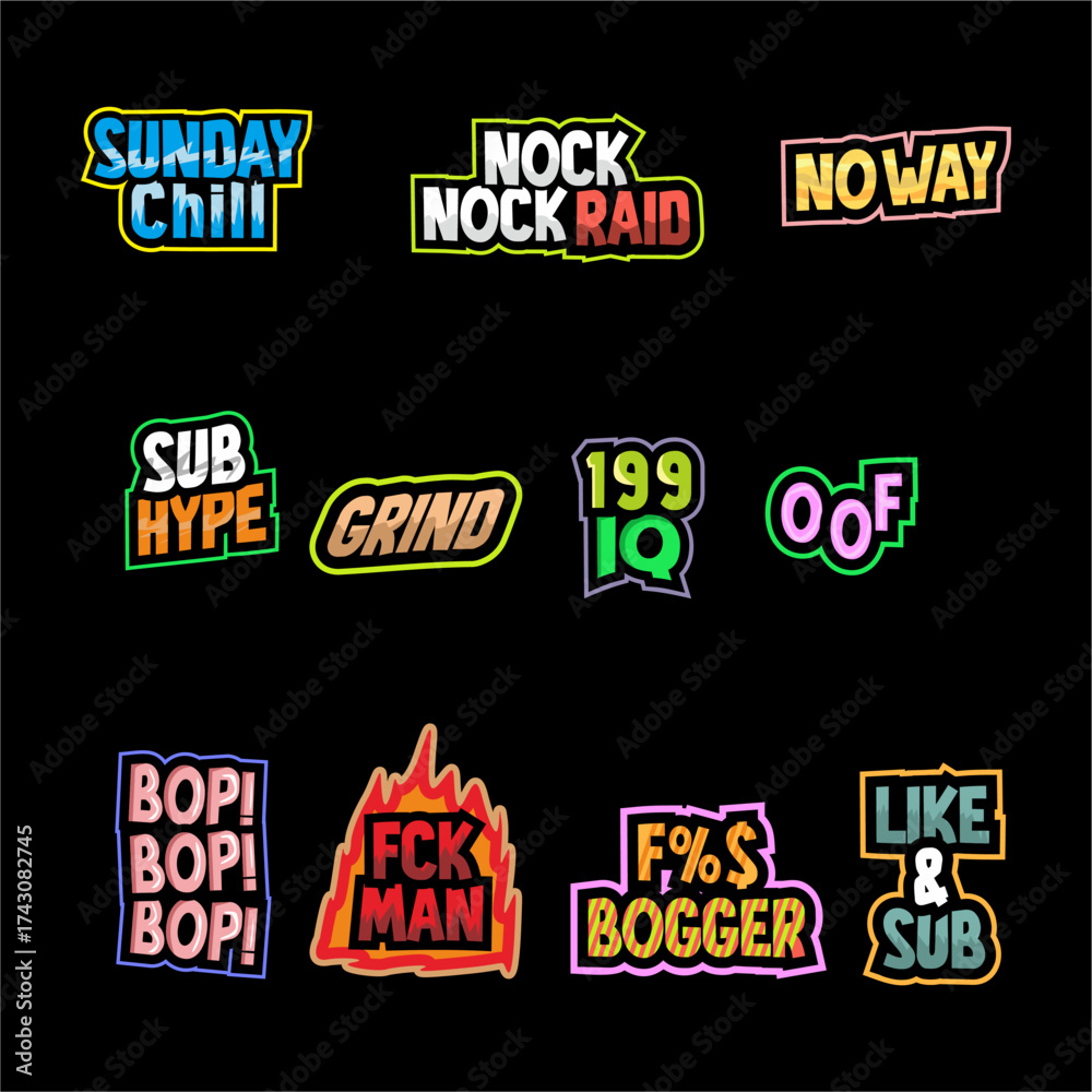 Fototapeta premium Text emotes twitch vector illustration