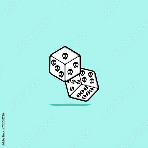 Dice with skull head content vector