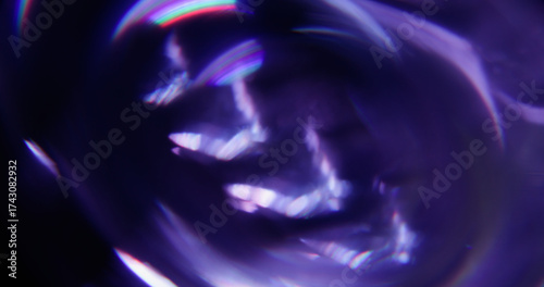 Blur glare art. Optical light. Purple blue color neon vibrant rainbow gleam texture on abstract visual luminous bokeh background.