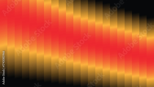Abstract Vertical Bar Gradient in Red, Gold, and Black: High-Resolution Background with Diagonal Color Shift and Geometric Pattern. Modern, dynamic, and digital surface detail for technology.