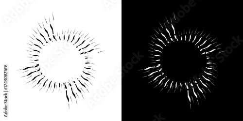 Dynamic abstract spiral sound wave rhythm lines. Circular spiral sound wave rhythm of lines. Circular futuristic abstract lines, black and white background.	
