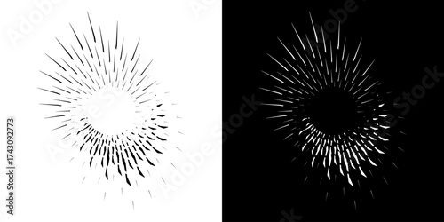 Dynamic abstract spiral sound wave rhythm lines. Circular spiral sound wave rhythm of lines. Circular futuristic abstract lines, black and white background.	
