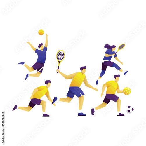 Diverse Group of Athletes Engaged in Various Sports Activities.