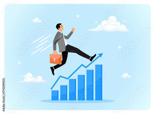 Professional entrepreneur advance careers towards business success.