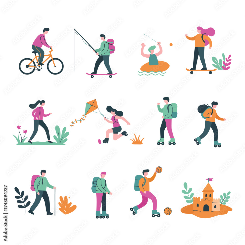 Fototapeta premium Diverse People Enjoying Outdoor Activities and Hobbies.