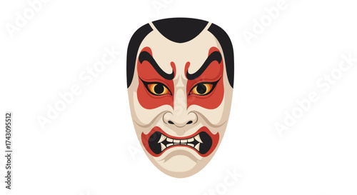 Kabuki Mask - Traditional Japanese Performing Arts, Face with Dramatic Makeup