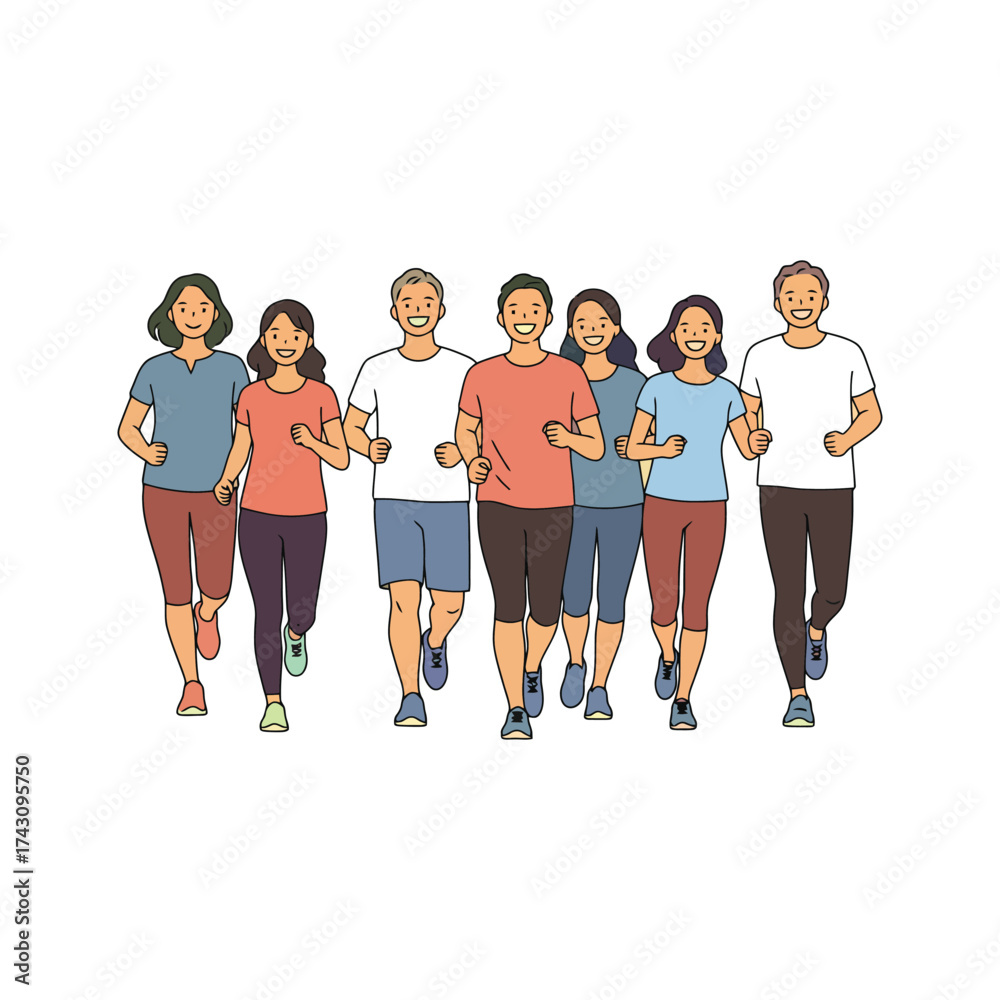 Obraz premium Group of People Jogging Together for Exercise and Fitness.