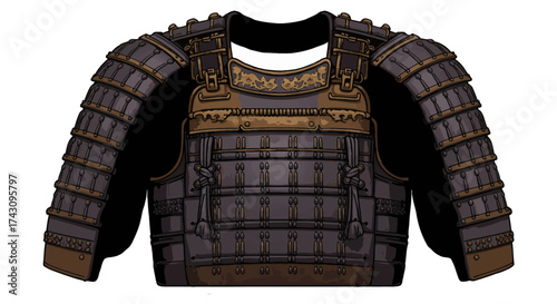 Ancient Samurai Armor Illustration Historical Warrior Protection