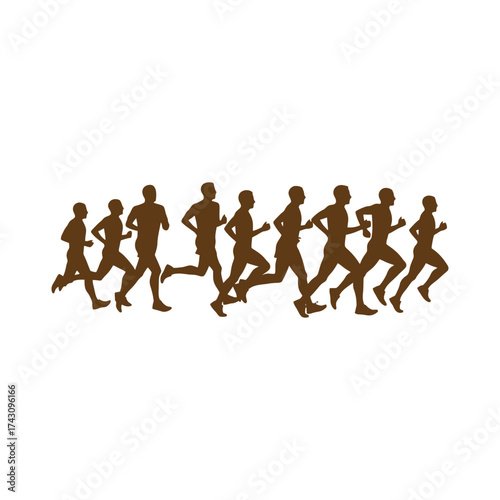 Group of runners in silhouette running a race together.