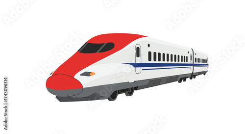 High-Speed Train Illustration A Sleek Red and White Bullet Train Design on a White Background