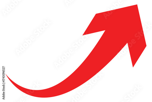 Forward icon vector, share arrow icons, reply, send, next, right arrows, curve arrows icons. A vibrant red arrow with a curved trajectory points to the right, evoking a sense of forward momentum.