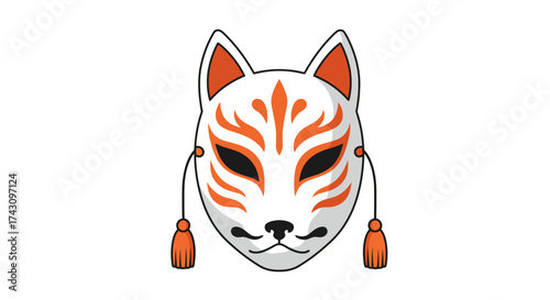 Captivating Kitsune Mask Illustration A Symbol of Japanese Folklore and Mystique