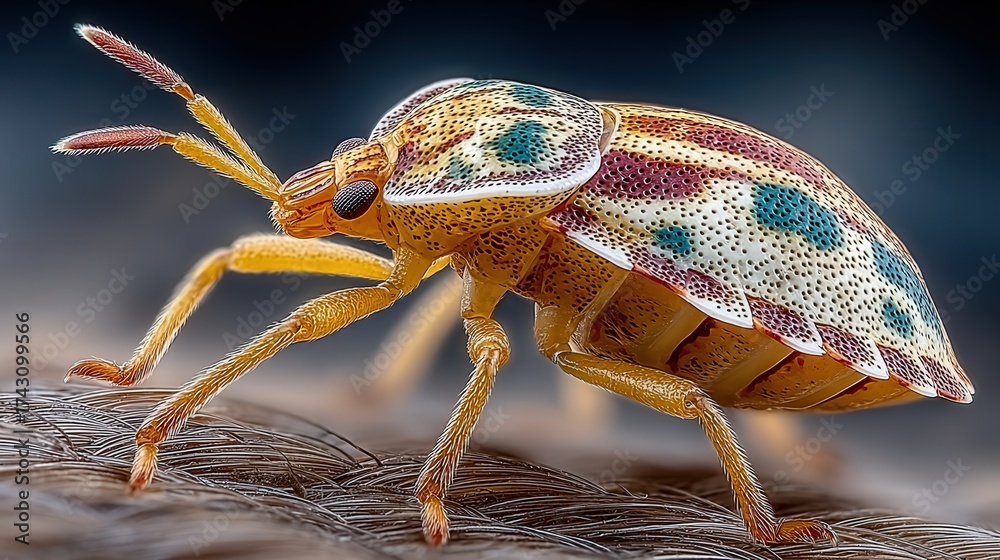 Fototapeta premium Close-up realistic photo of a tick on human skin in natural daylight showing medical risk of bite with sharp photorealistic detail.