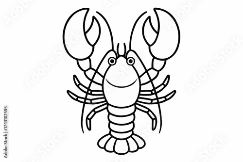 Coloring book for kids - Cartoon lobster illustration with happy expression and big claws  