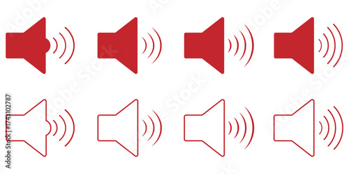 sound on off icons vector in line style . sound volume and mute icon. Volume allow and volume prohibit icon set. Sound and Mute. speaker icon with radiating sound waves illustration. eps 10