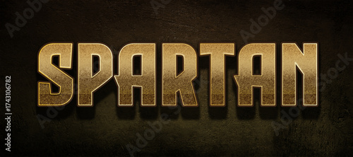 Editable Spartan text style, metallic gold grunge texture effect