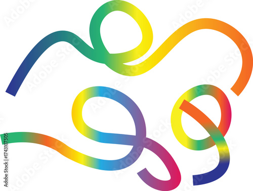 Vibrant rainbow colored sensory fidget toy snake shape abstract artistic design