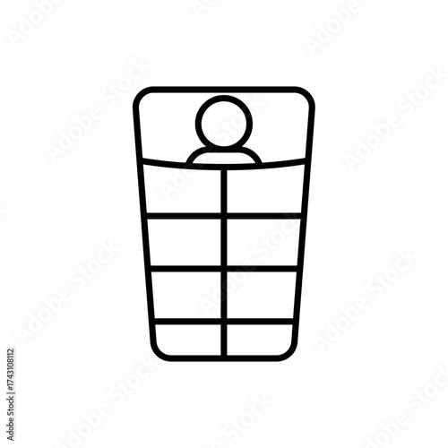 Sleeping bag icon, vector outline isolated on a white background. Trendy and modern design.