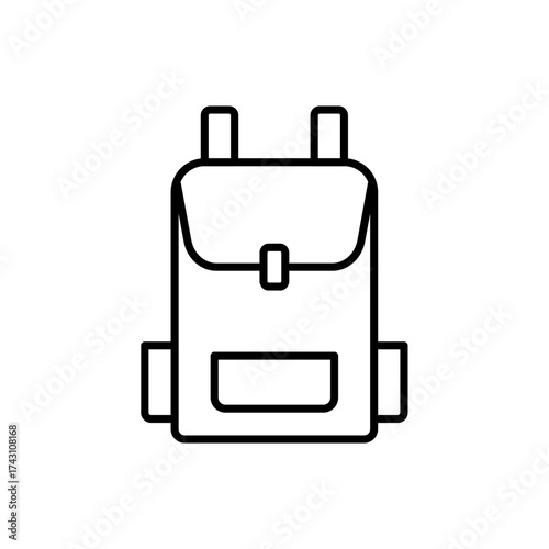 Backpack icon, vector line isolated on white background. Trendy and modern design.