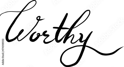 Worthy, Christian Calligraphy Vector Art In The Elegant Script Style