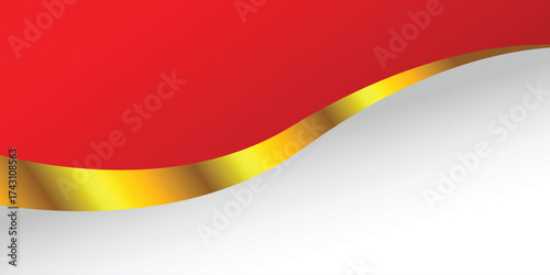 Red And White Design With Gold Line In The Middle Background