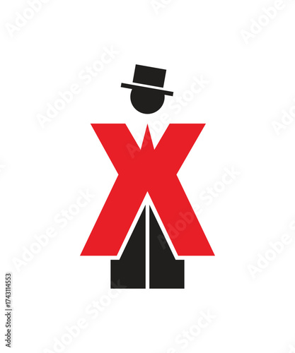 Letter X Tuxedo logo icon design illustration