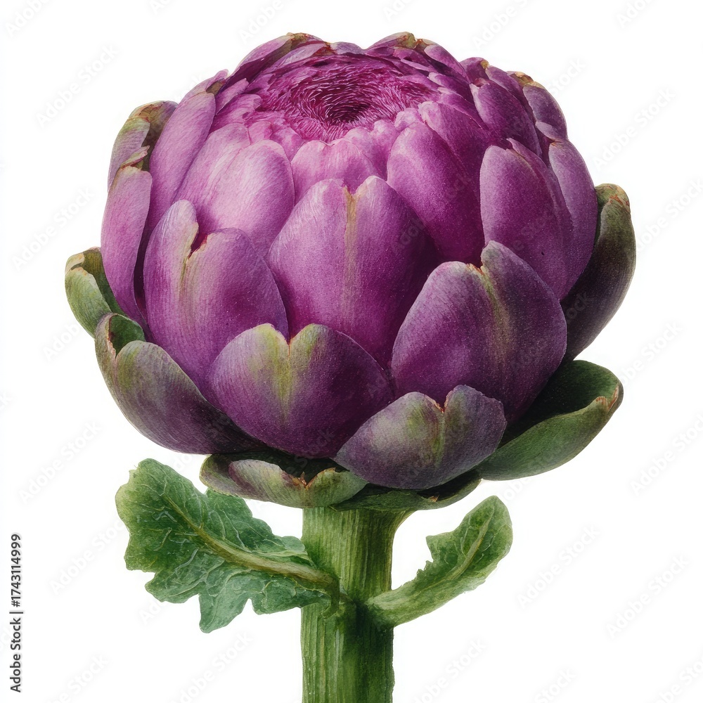 Obraz premium Vibrant Purple Artichoke on White Background vegetable