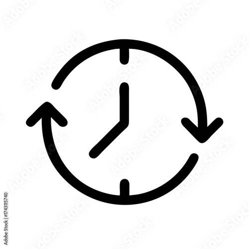Clock with circular arrows represents time and cycle