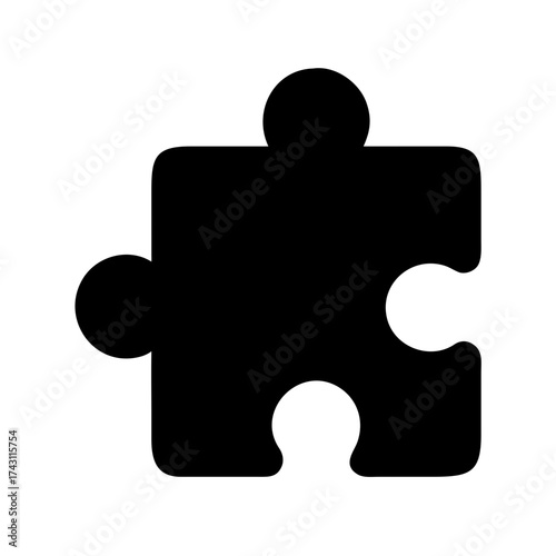 Black puzzle piece represents connection and solution