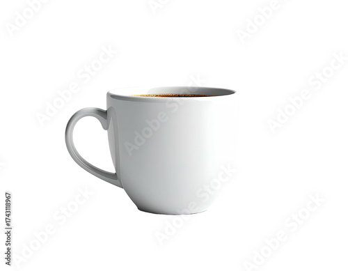 A white ceramic mug filled with dark liquid against a black background (1)