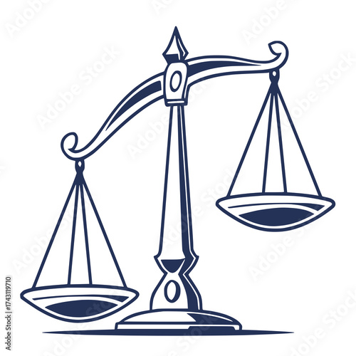 Abstract balance scale vector, minimalist solid icon