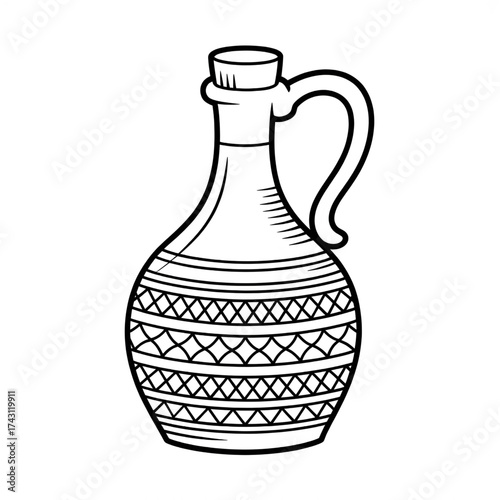 flagon illustration line art vector style coloring page