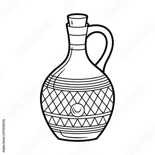 flagon illustration line art vector style coloring page 